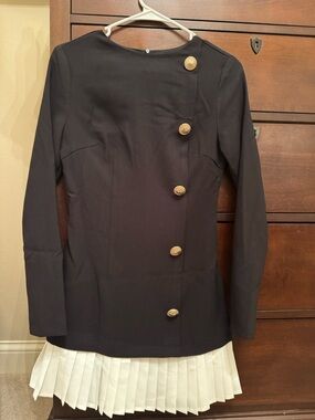 Black Women's Button-Front Jacket dress  with Gold Buttons